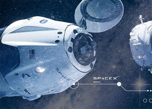 Kollage: Andockmanöver von Raumschiffen des SpaceX-Projekts